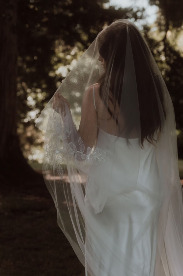 Floral Appliqué Blusher Veil - Image 3